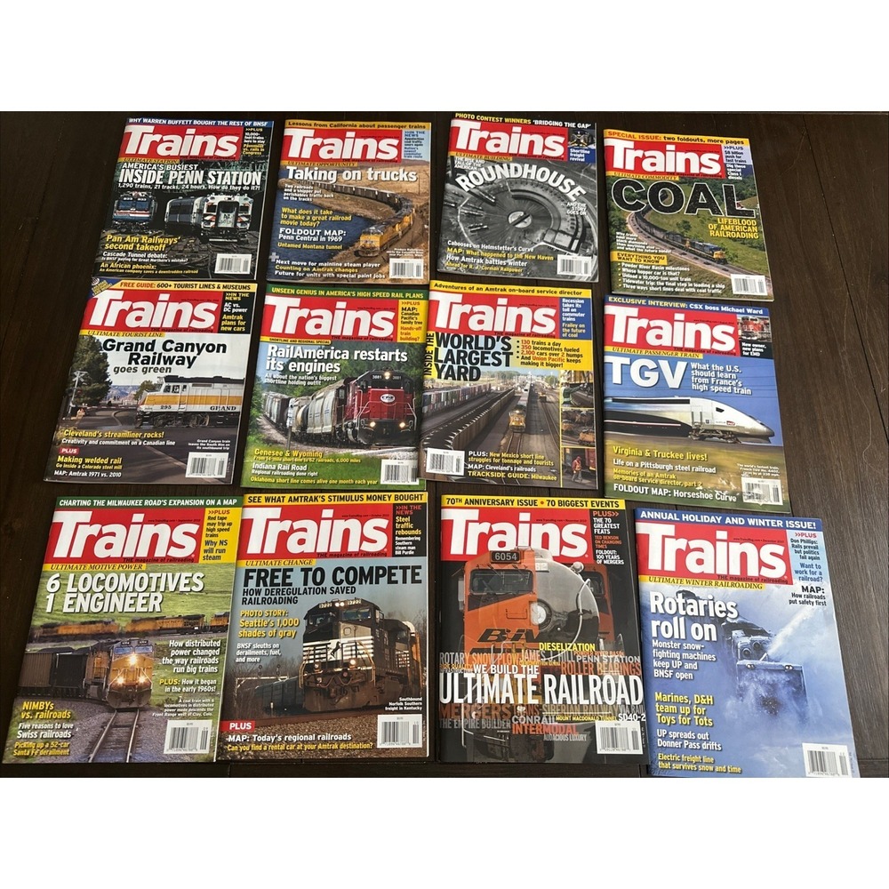 2010 Trains Magazine Lot of 12 Railroad History Locomotives Freight Passenger